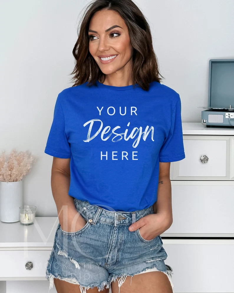 #Tricou albastru fara print - personalizare