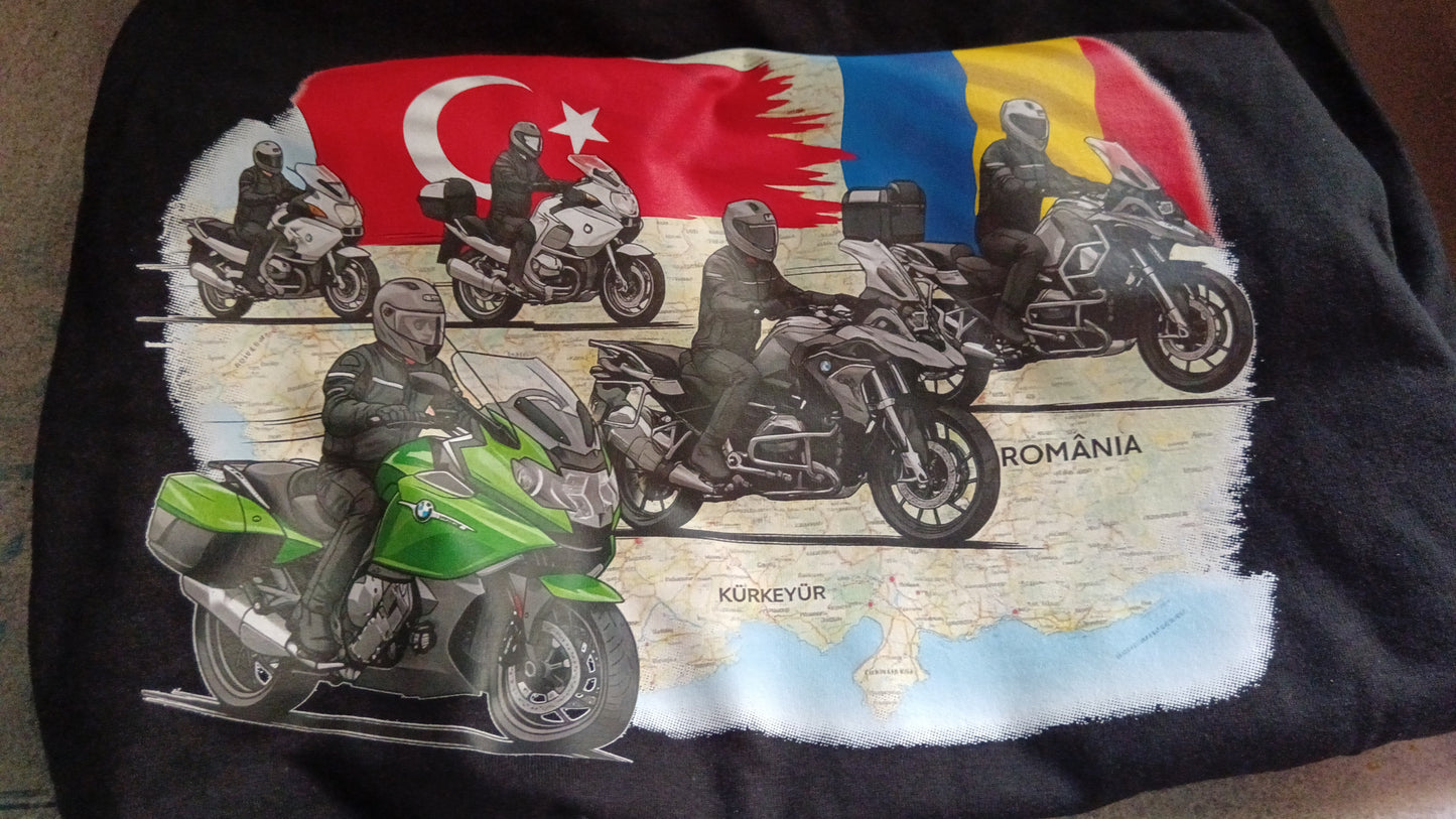 Tricou negru imprimat piept DTF
