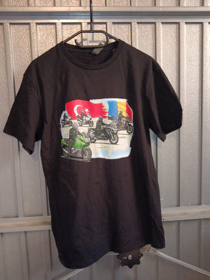 Tricou negru imprimat piept DTF