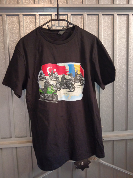 Tricou negru imprimat piept DTF