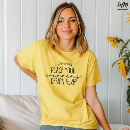 Tricou galben fara print - personalizare